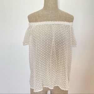 Royal Cort Off The Shoulder Swiss Dot Blouse